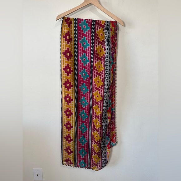 Large Abstract Geometric Rectangle Versatile Wear Scarf - Picture 4 of 14